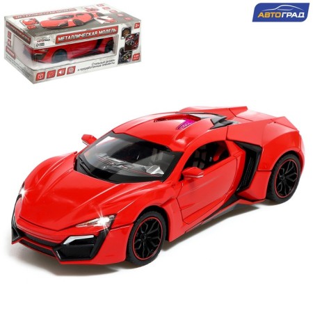 Metal machine, 1:24, inertial, doors, hood, trunk, red color are opened