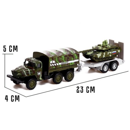 Metal truck "Ural" Army with a trailer ", inertia, scale 1:43, green color-2