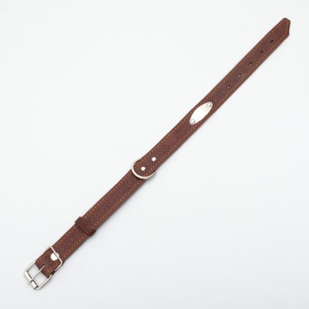 Belly leather embossed single-layer with a plate, 60 x 3 cm, Osh 45-57 cm, brown-3
