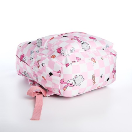 School backpack of textiles on lightning, 3 pockets, pink color-4