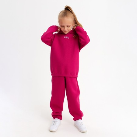 Kids (hoodies, trousers) minku: Basic Line Kids, Oversize, Fuchsia color, height 122-3