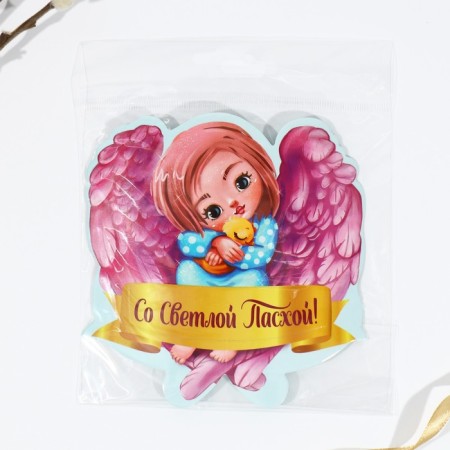 A card-holder for an egg “with a light Easter!”, 12.4 x 12.6 cm.-4