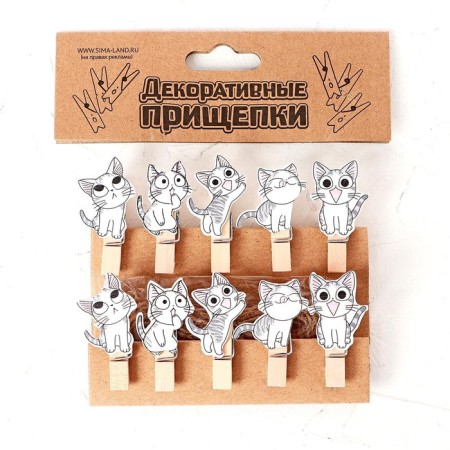 Set for photos and decor "kittens", in a set of clothespins 10 pcs., Rope 100 cm-7