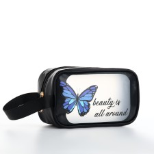 Cosmetic bag PVC Matte butterfly, 21*7*12, OTD on Lightning PL40, Black