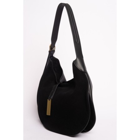 Sobo bag female, natural suede, Ludor black, 37x11x28 cm-1