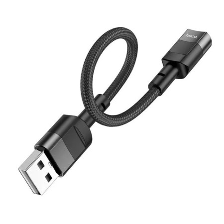 Hoco U107, USB (M) cable - Type -C (F), 2 A, 0.1 m, wicker wire, data transfer, black-4