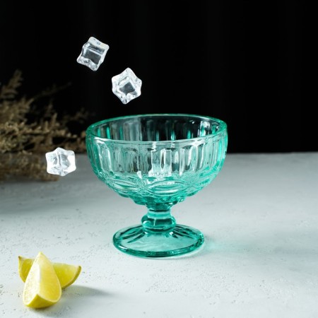 Glass Glass Magistro "La-Channel", 350 ml, 12 × 10.5 cm, turquoise color-6
