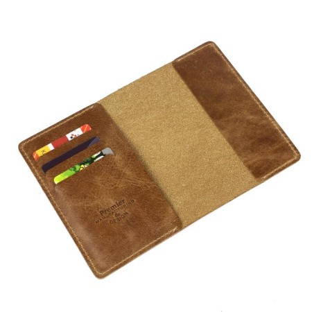 Cover for a passport with pockets, brown color-1