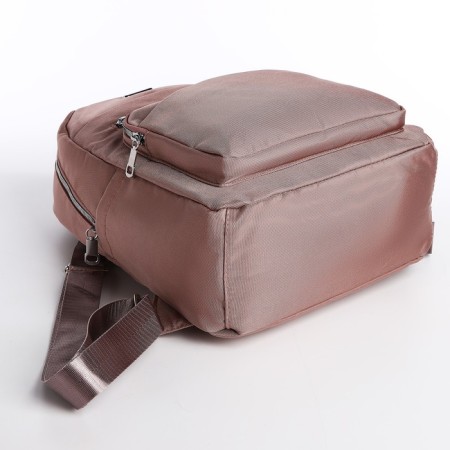 A backpack with a zipper, 5 outer pockets, pencil case, powder color-5