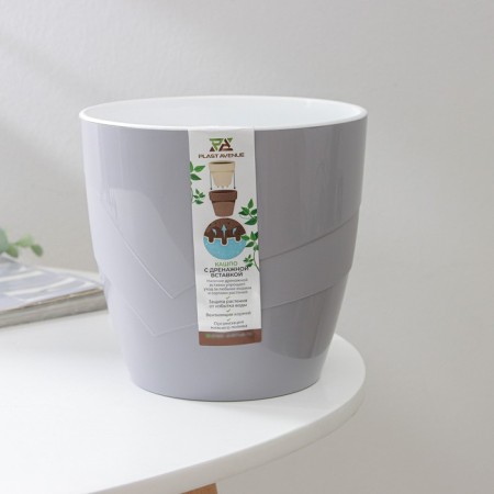 Kashpo for flowers with an insert "grace", 2 l, color gray color-4