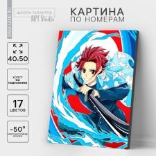 Picture on numbers on canvas with a subframe 