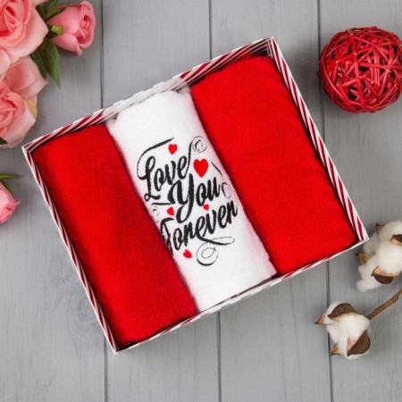Набор полотенец «Love you forever» 30х60 см - 3шт-1