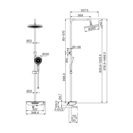 Shower system IDDIS SPAHOME SPABLBTI06, spa effect, tropical shower, shower set, black 98158-6