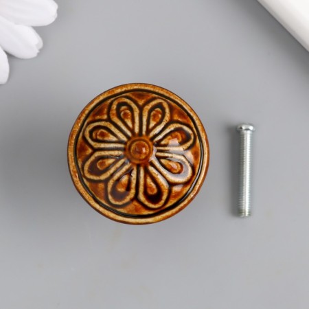 Pen for the casket ceramics, metal "Flower" coffee 3.9x3.9x3.1 cm-2
