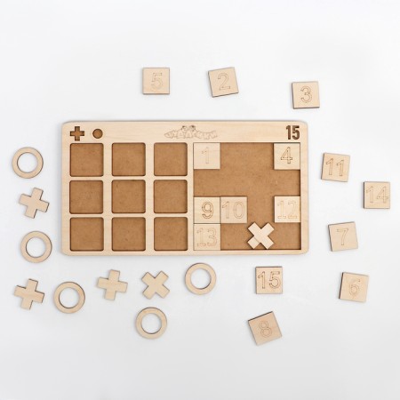 Game set of puzzles 2 in 1 "Fifteen + stroke Noliki"-3