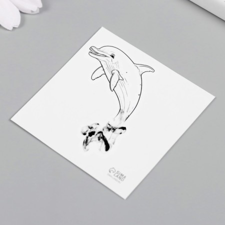 Black body tattoo “Black. Dolphin” 6x6 cm-4