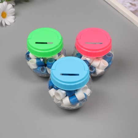 Sticky tape plastic in the jar "White and Blue" NR 40 pcs 1.2 cm, dl. 0.9 m 7x7x9 cm-1