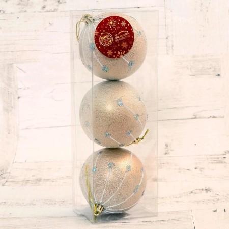 Set of balls plastic D-8 cm, 3 pcs "Ilaria shine" gold-1