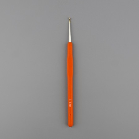Knitting hook, with silicone handle, d = 1.5 mm, 13 cm, blue color-1