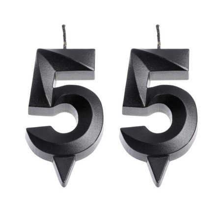 Candle in the cake jubilee "line" (set 2 in 1), number 55, graphite, 6.5 cm-2