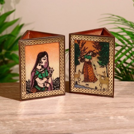 Standing for pencils "India" wood shisham 9x9x11.5cm mix-7