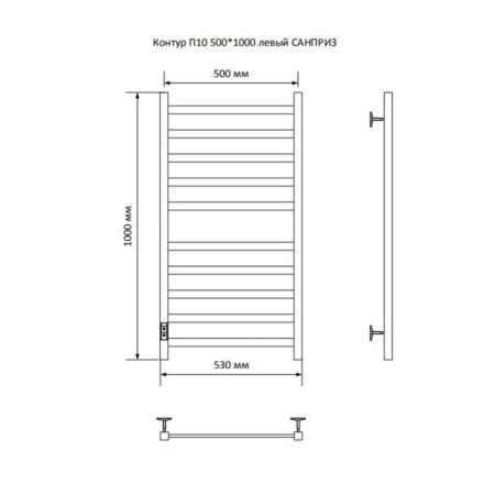 The electric heated towel "Sanprise" circuit P10, 500x1000 mm, left, chrome-2