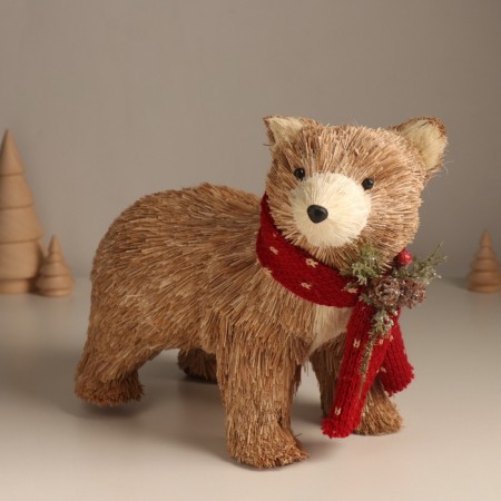 Decor "Bear in a knitted scarf with cones and berries" 12x22x19 cm