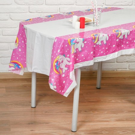 The tablecloth "Unicorn", on pink, 108 × 180 cm