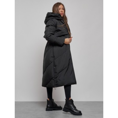 Coat insulated winter female, size 48, black color-12