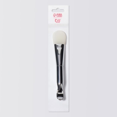 Silver masks brush, silicone, with a spatula, 14 (+/- 1) cm, silver/white color-5