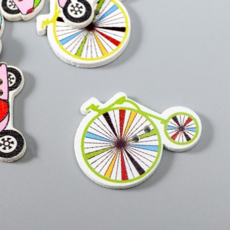 Set of buttons of decorative+ decor tree "Bicycles and mopeds" (set 12 pcs) 2x3 cm-1