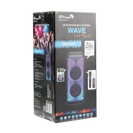 Portable karaoke system Eltronic Wave 500, 80 W, BT, SD, AUX, USB, 3600 mAh, black-9