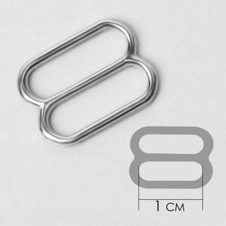 Metal straps: hooks, rings, regulators, 10 mm, silver color-3