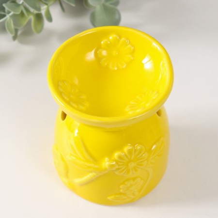 Aroma lamp ceramics "Dragonfly on the flower" yellow 7.2x7.2x8.3 cm-2