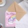A postcard with a wooden element "Happy Birthday!" Handmade, unicorn, 14.7x10.5 cm