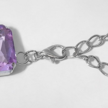 The necklace "Jewel" rectangles, lilac color in silver, 32 cm-1