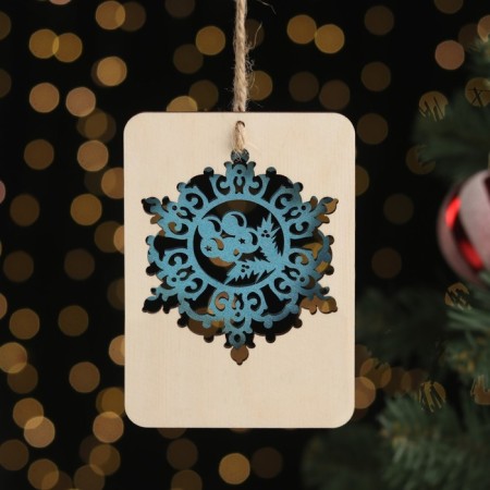 Schildik "Happy Merry Merry and New Year!" tree, patterned, blue snowflake, 8.2x11.5 cm-1