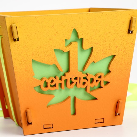 Wooden Kashpo 10 × 10.5 × 9 cm Raphael "September 1", handle ribbon, gradient yellow orange-3