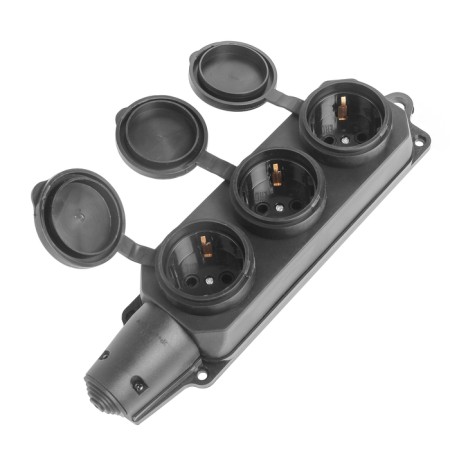 Smartbuy SBE-16-3-00-R outlet, three-seater, rubber, 16 A, 230 V, 2P + PE, with plugs, IP 44