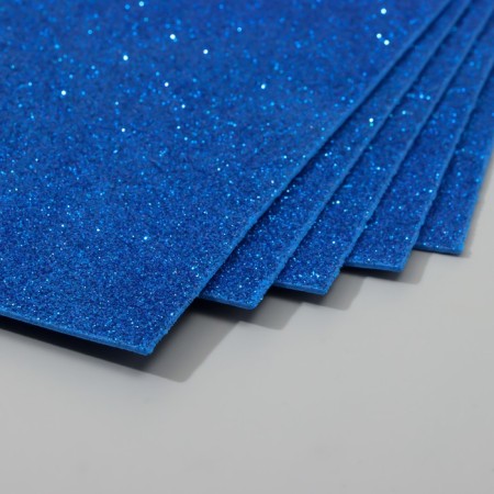 A set of glitter foamiran (5 sheets) 2 mm, 20x30 cm, blue-1
