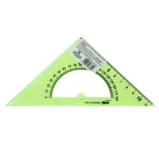 Triangle 12 cm, 45 °, calligrata, with a transporter, plastic, transparent mix