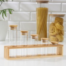 A set of glass cans for bulk products 