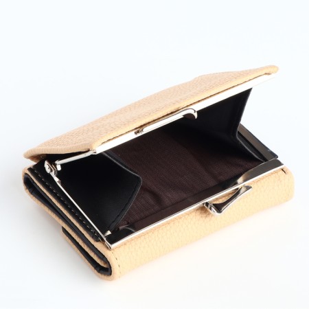 Women's wallet on the button, beige color-2