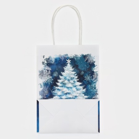 New Year. Package Paper Gift New Year craft "Christmas tree" 15 x 21 x 8 cm.-2