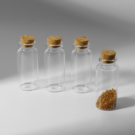 A set of jars for storing beads, d = 3 × 7 cm, 4 pcs, in a container, 13.5 × 8.7 × 4 cm-3