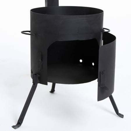 Bake under a cauldron with a pipe, door, removable legs, 8 l, steel - 2 mm-1