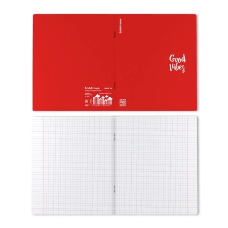 Notebook of 48 sheets in the Erichkrause CoverProbook Words cage, with a plastic cover, red,-1