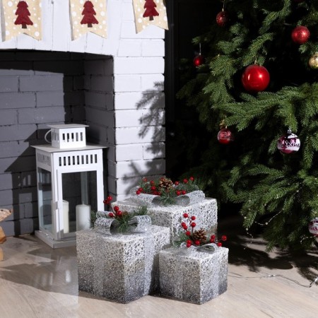 LED figure "Silver Gifts" 15, 20, 25 cm, textiles, metal, 220 V, glow warm white-1