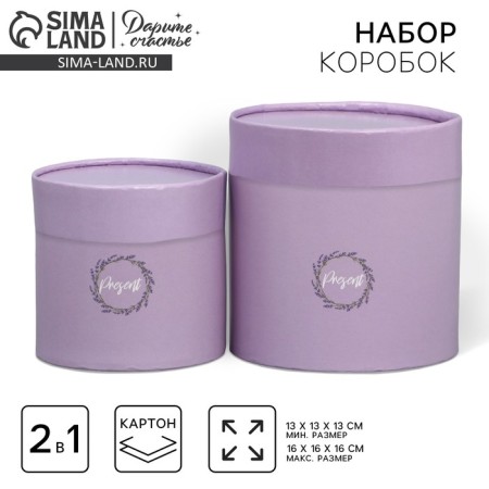 Set of hats 2 in 1, gift packaging, Lavender, 13 x 13, 16 x 16 cm