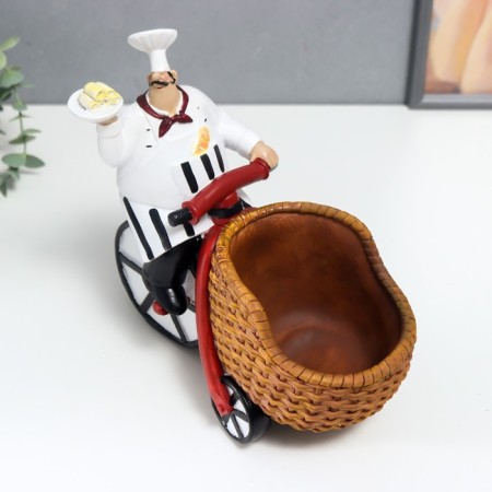 Souvenir Polystone stand for a bottle "Cook on a three -wheeled bicycle" 24.5x13.5x24 cm-3